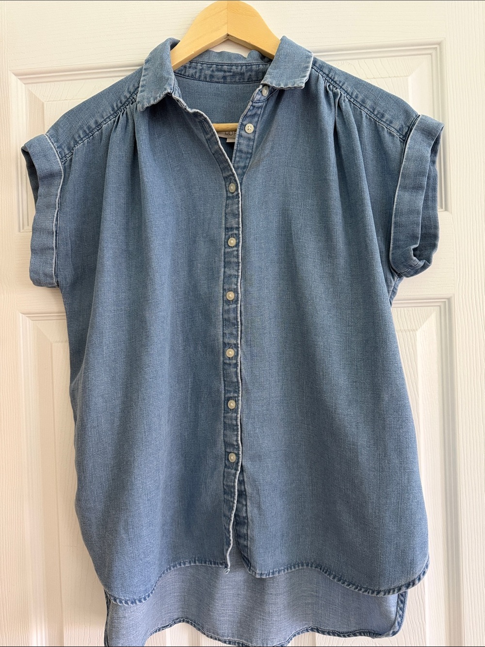 Loft Light Wash Denim Button-Up Shirt